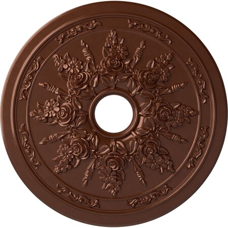 Ekena Millwork Rose and Ribbon Ceiling Medallion (Fits Canopies up to 4"), 23 5/8"OD x 4"ID x 1 1/2"P, Copper Penny CM23ROCPS